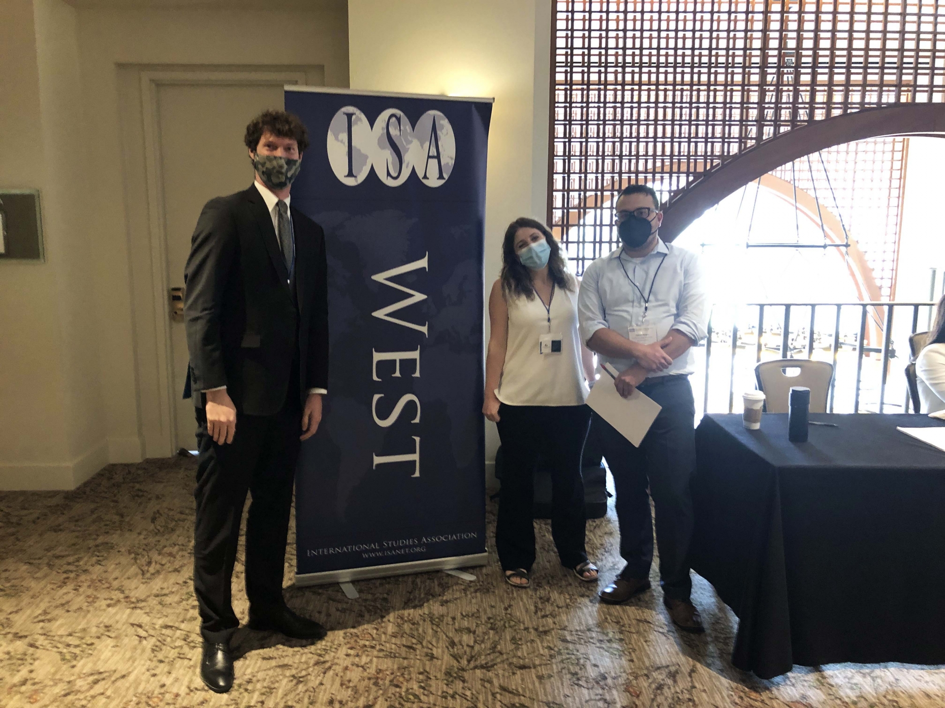 From left, Steven Childs, CSUSB associate professor of political science; Levin-Banchik; and Fabian Borges Herrero, CSUSB associate professor of political science.