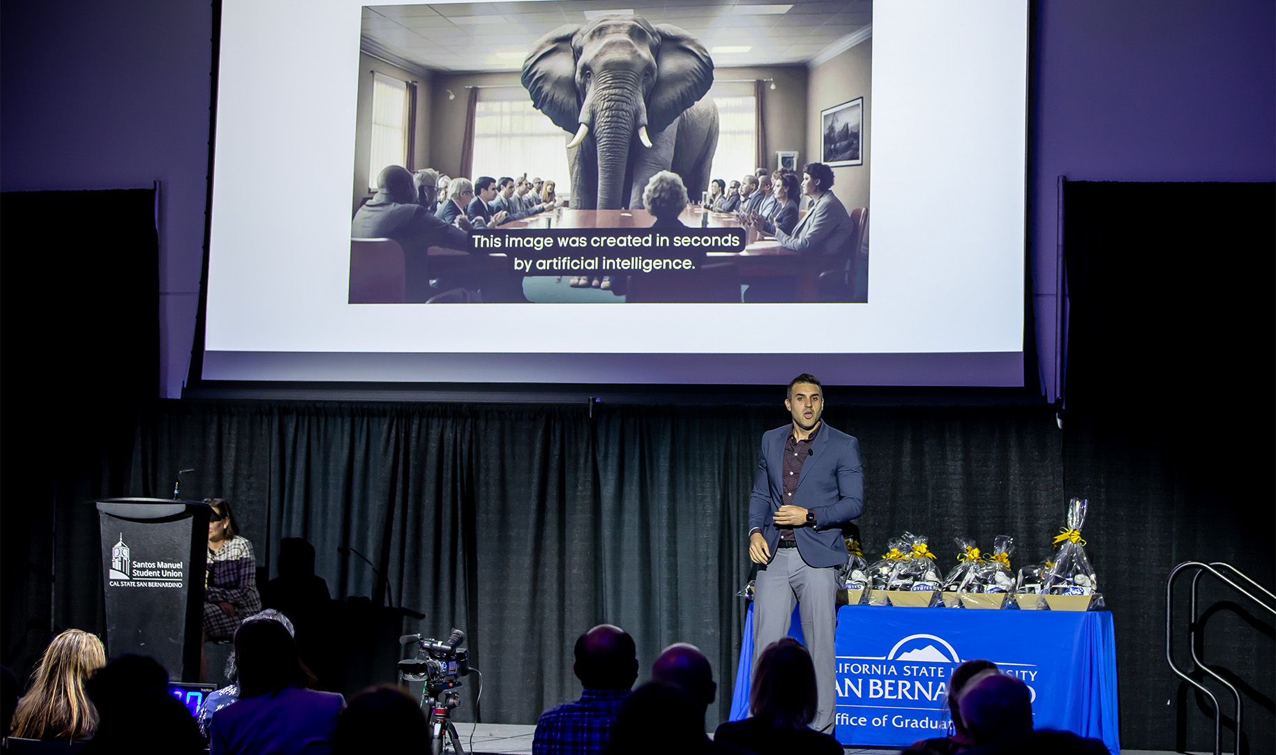 Naja Faysal gives a presentation at the Graduate Studies Three-Minute Thesis competition in April 2023.