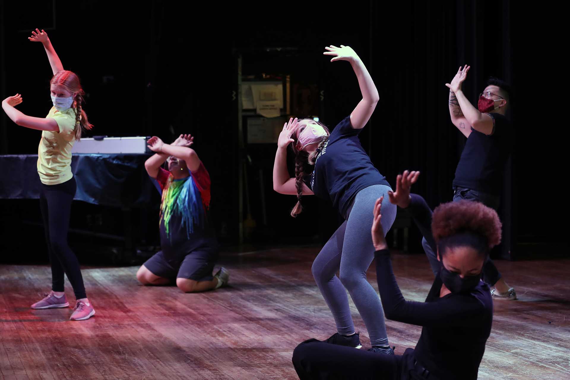 A rehearsal of “Song from the Uproar.” Despite the challenges due to the pandemic, the 10 students in the cast would meet on campus in the recital hall three times a week to rehearse.  