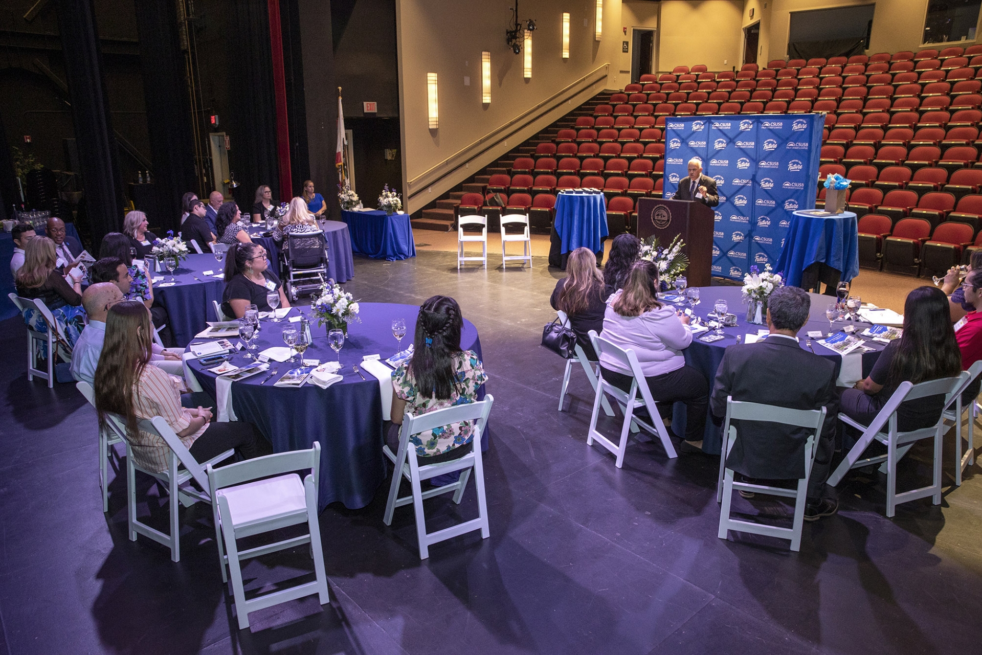 CSUSB President Tomás D. Morales speaks at the 2022 Rogers Scholarship reception.