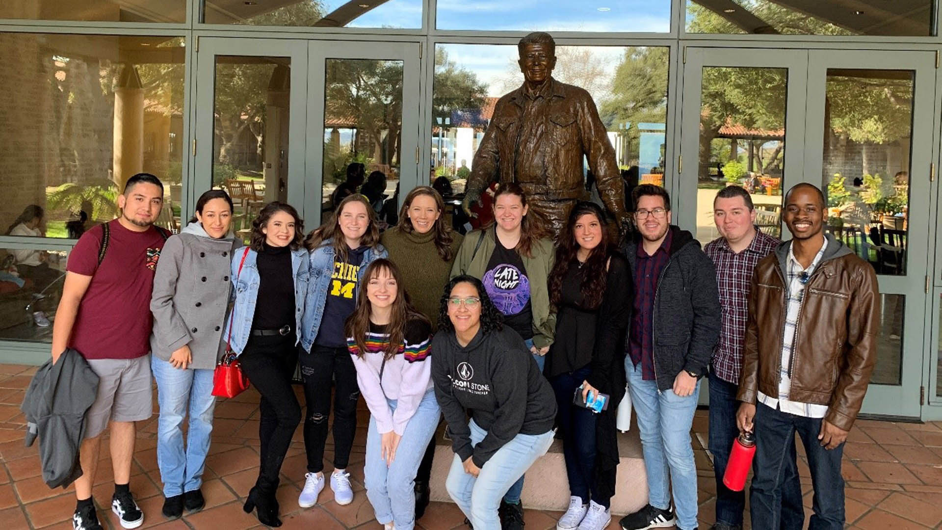 Members of CSUSB’s Theta Iota Chapter of Pi Sigma Alpha, the national honor society for political science, at the Ronald Reagan Presidential Library.