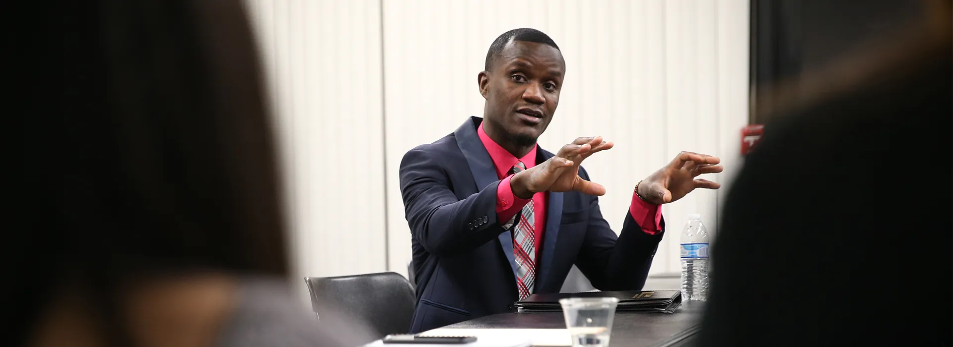 Group of students heard from Siah Gaye, a Sacramento State alumnus, on why being involved in student groups may give them an advantage.  