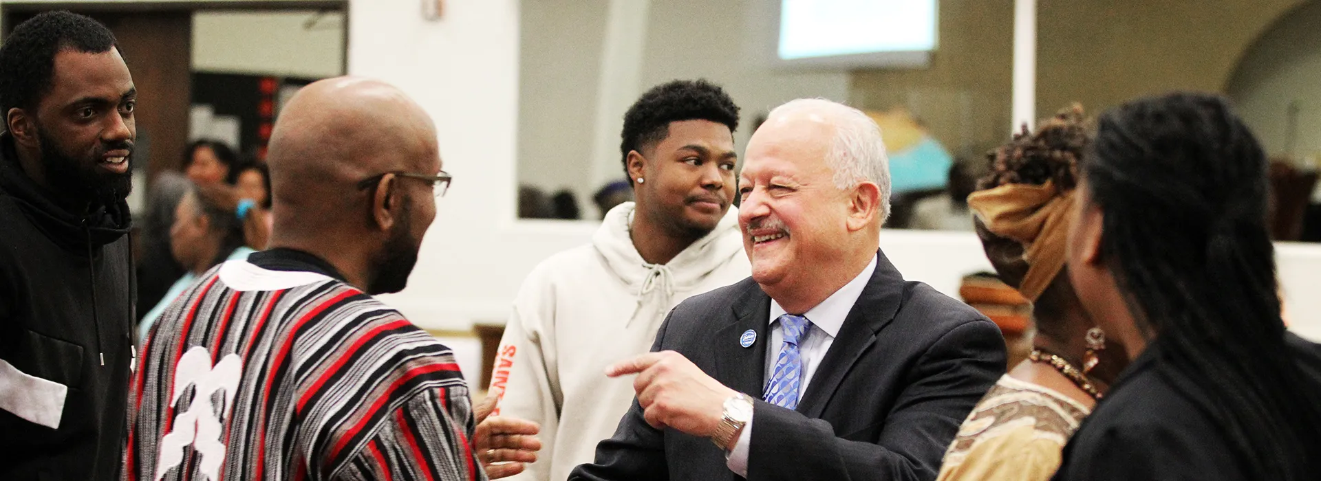 image of President Tomás D. Morales greeting guests