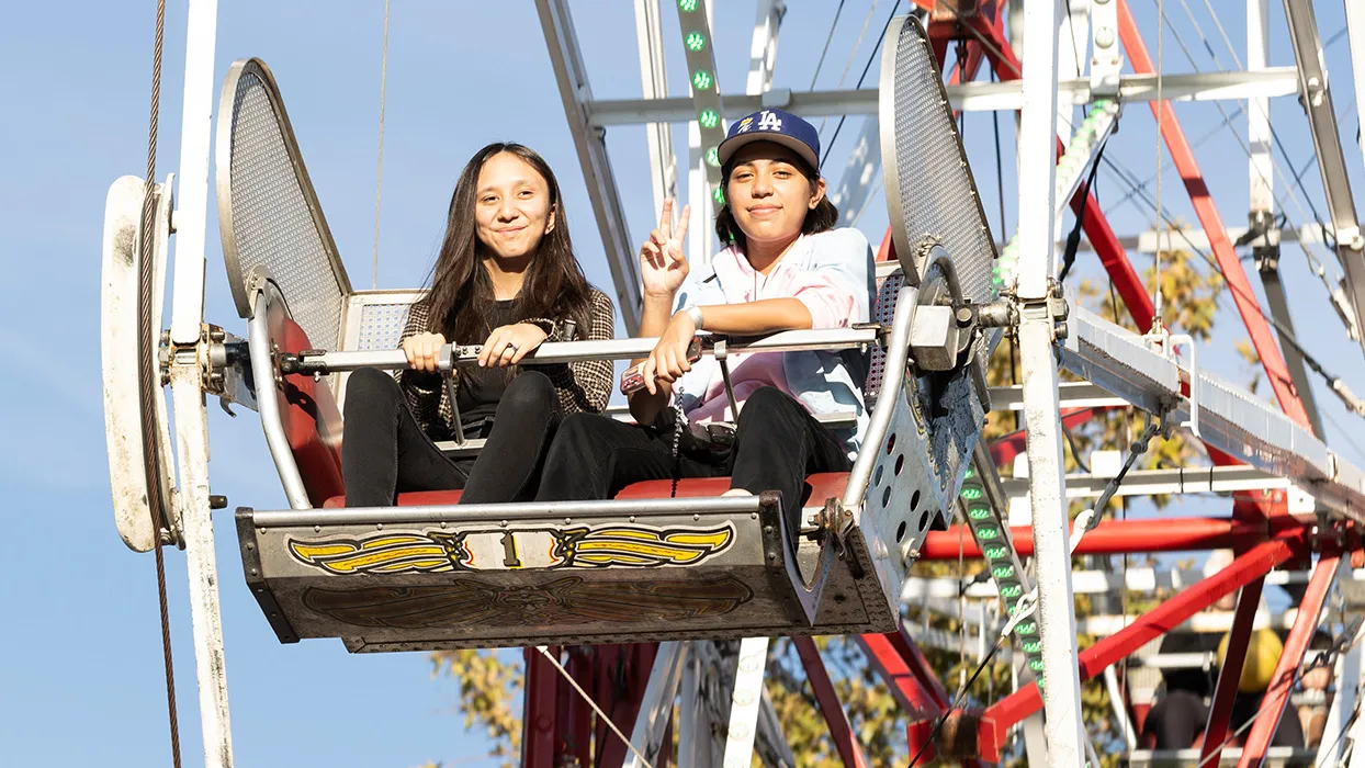 CSUSB students enjoyed the ferris wheel at the Homecoming Bash, which culminated the week-long festivities. 