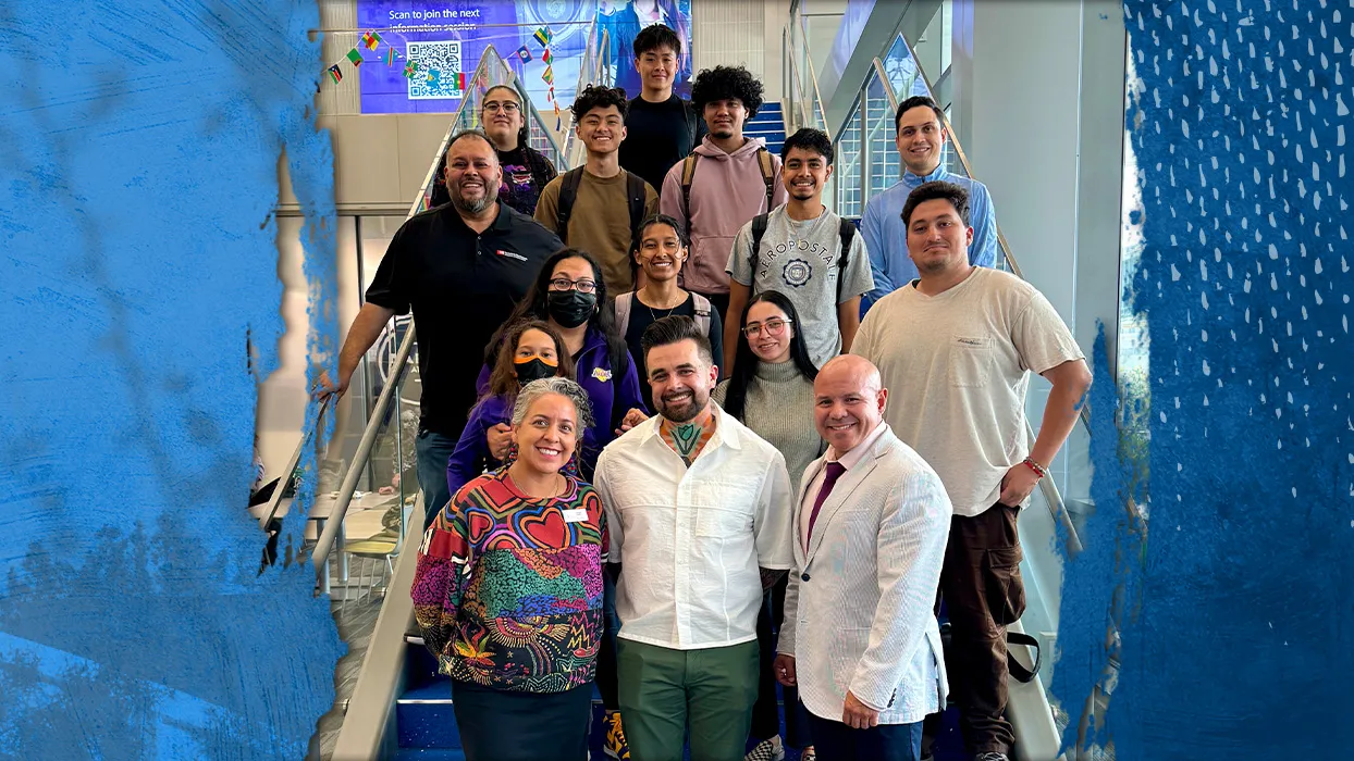 Dr. Dustin Willis, front center, discussed his career path and the importance of staying true to oneself during his talk at CSUSB. 