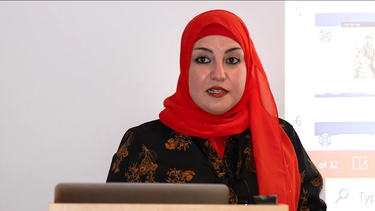 Mahbuba Hammad, full-time lecturer in the Department of World Languages and Literatures, presented at the opening ceremony.