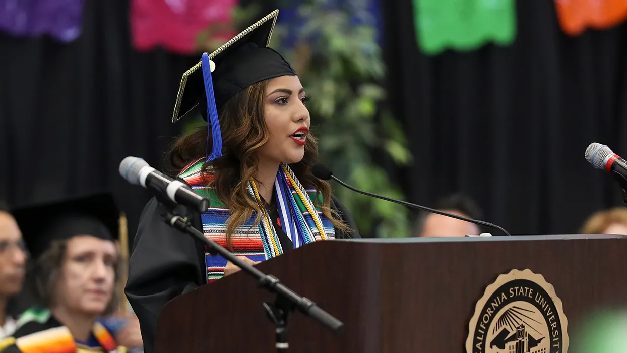 Leticia Herrera was the keynote speaker at the June 2019 CSUSB Latino graduation.