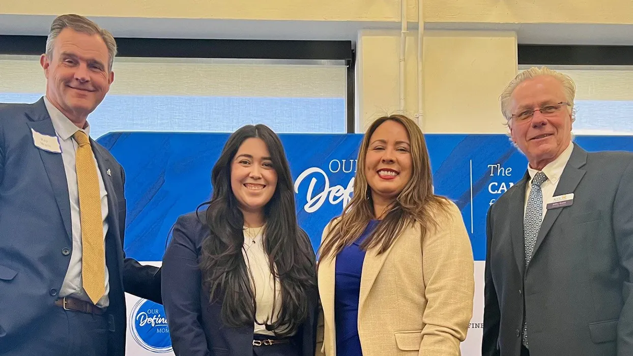 From left, Ray Watts, associate vice president, Philanthropic Giving, CSUSB; Monique Osorio, program officer, Philanthropy Department, San Manuel Band of Mission Indians; Cathy Paredes, senior vice president, Inland Empire Executive, Bank of America; Jeffry Kaatz, DMA, executive director, Riverside Community College District Foundation.