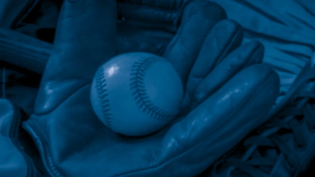 Illustration of an old baseball, glove and shoes.