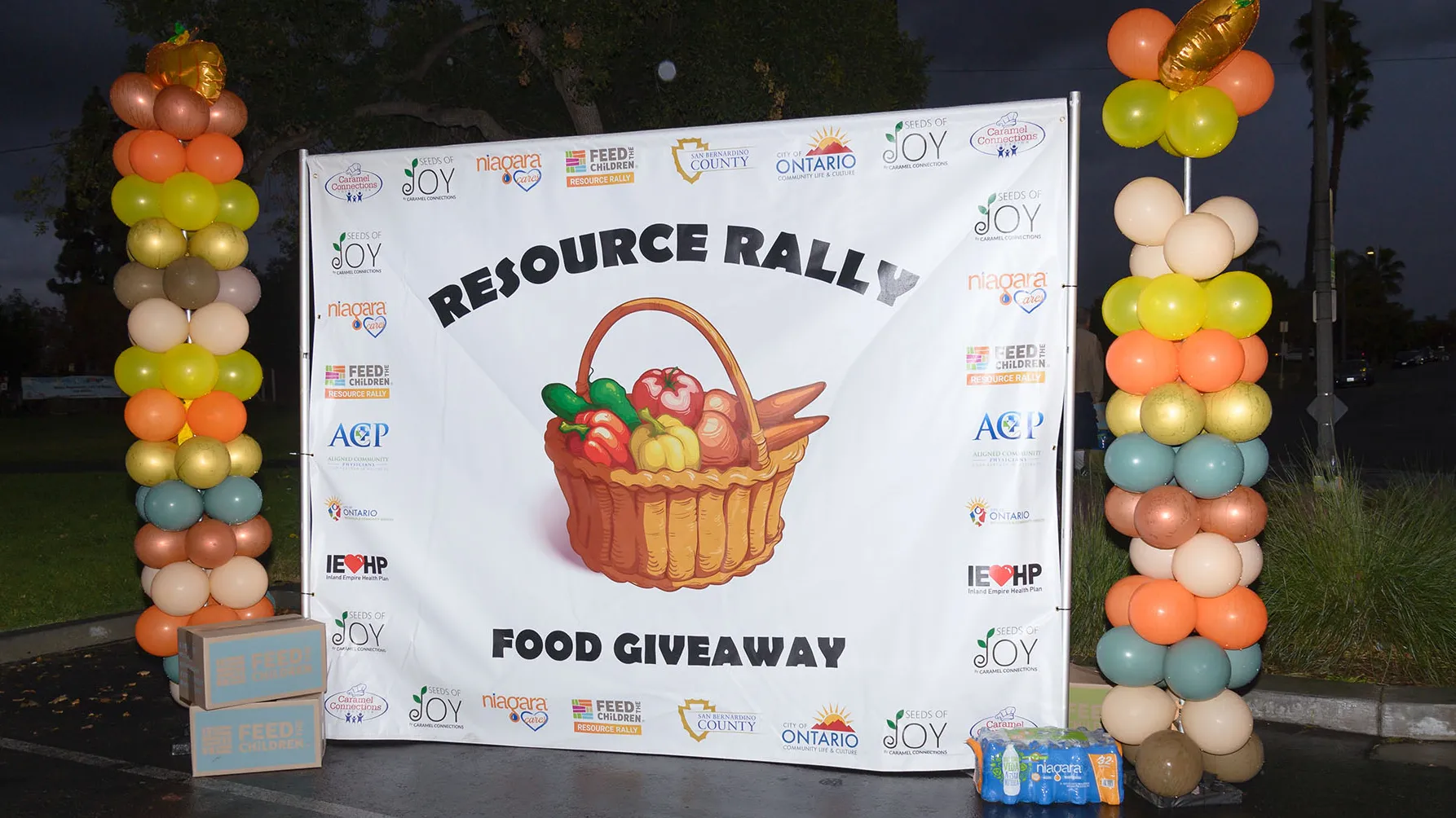 Banner from the Caramel Connections Foundation’s Food and Resource Giveaway Rally.