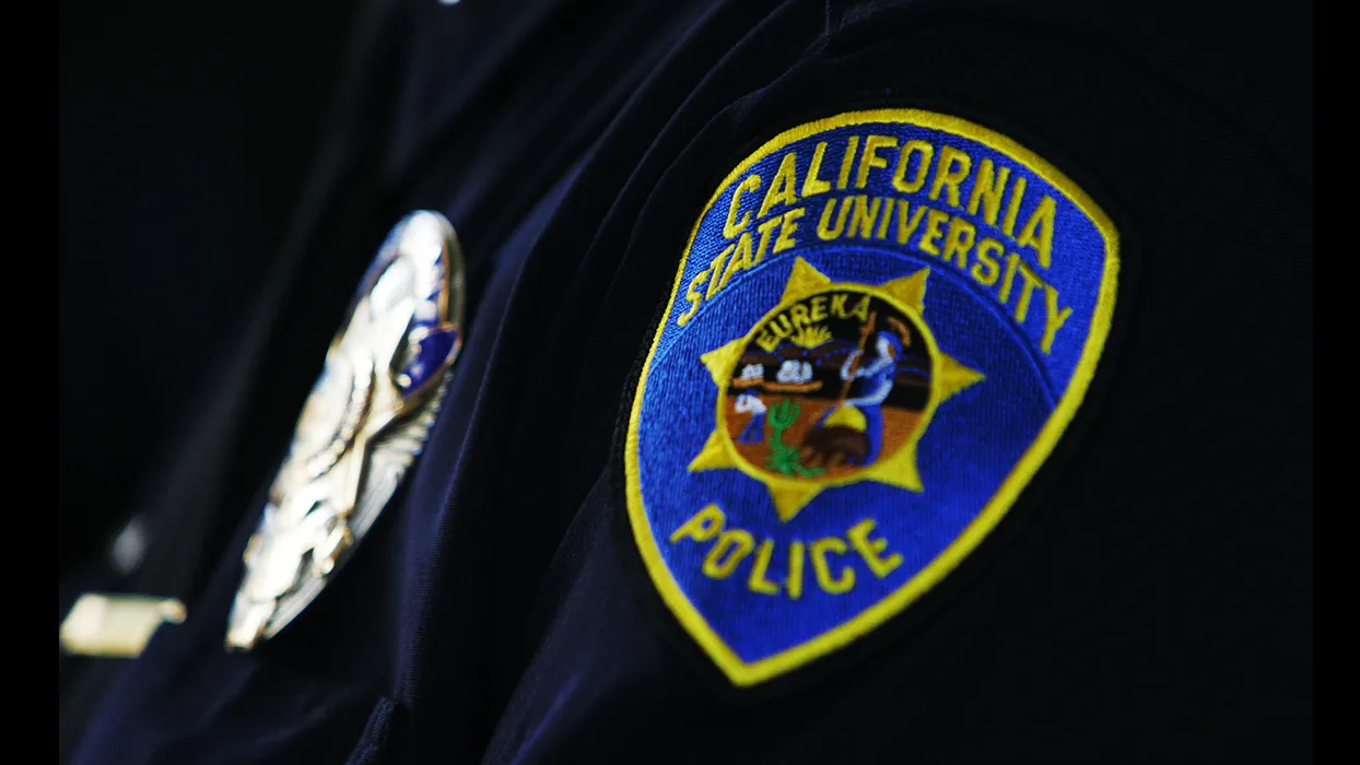 CSUSB University Police Dept. arm patch and badge