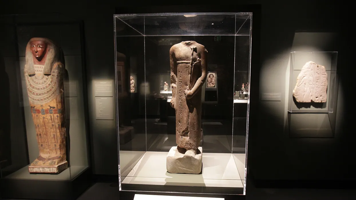 Artifacts from RAFFMA’s esteemed Egyptian collection displayed for one of the museum’s exhibitions.