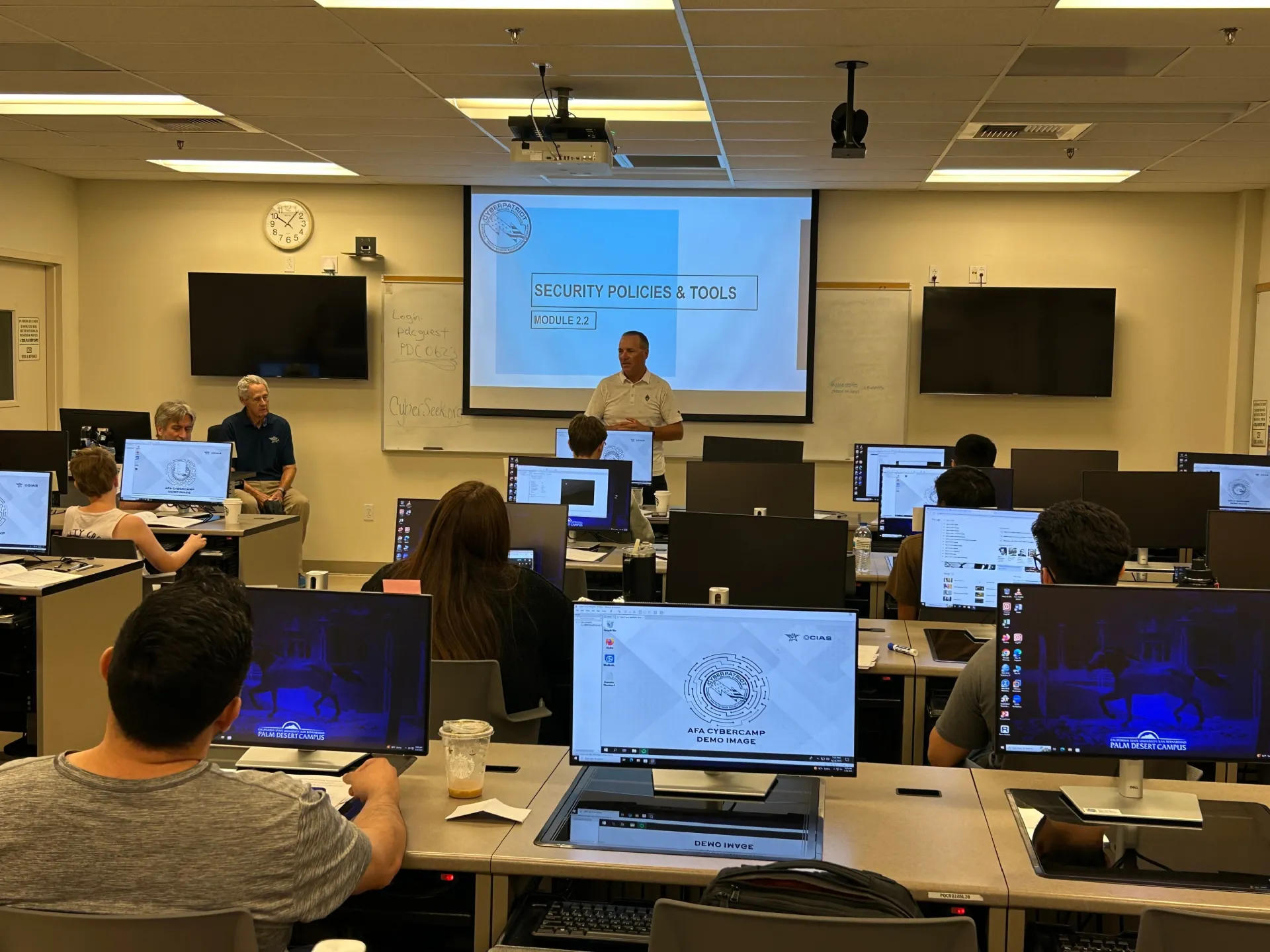 Local high school students participate in the inaugural CyberPatriot Cyber Camp at the CSUSB Palm Desert Campus.