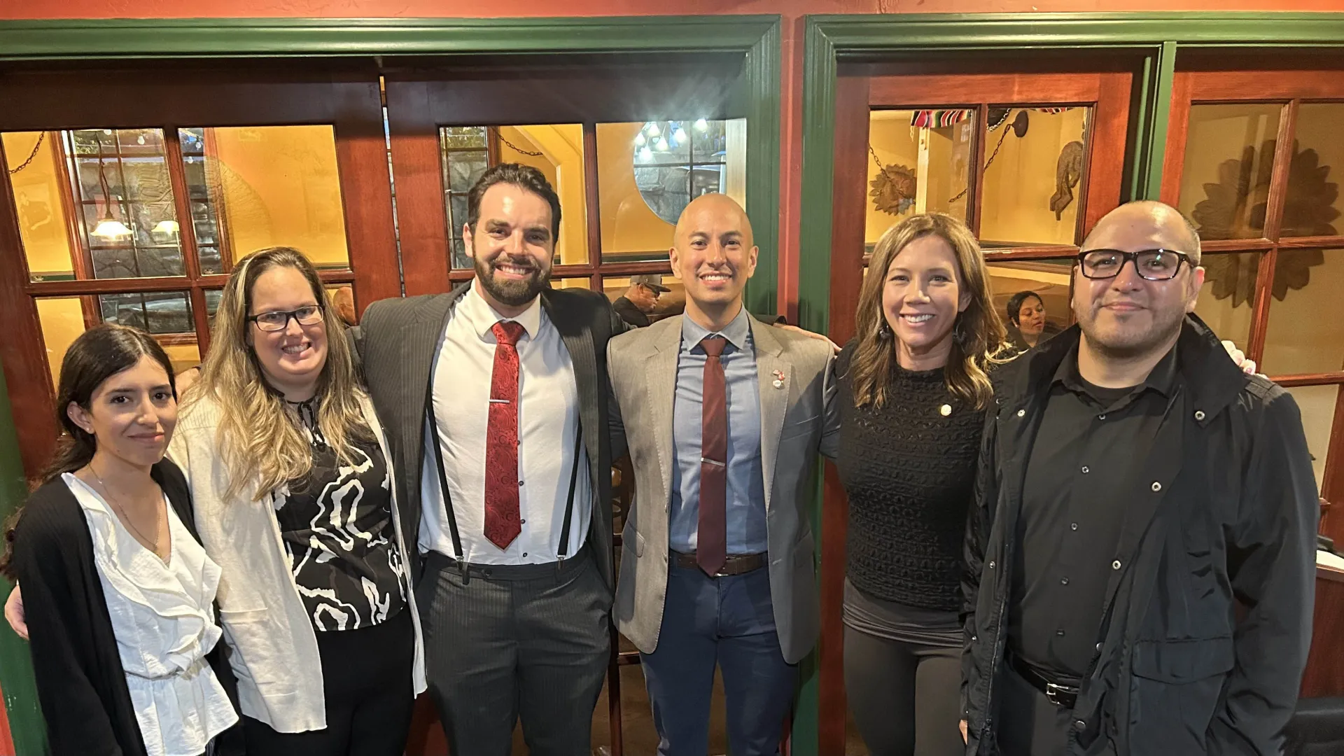 CSUSB’s Theta Iota chapter of Pi Sigma Alpha, the National Political Science Honors Society, has been named a 2024-25 Best Chapter. Chapter officers are, from left: Giobana Martinez: assistant program coordinator; Amanda Neiheisel, treasurer; Mathew McHenry, secretary; David Rodriguez, president; Christina Villegas, faculty advisor; and Frank Garcia, vice president.