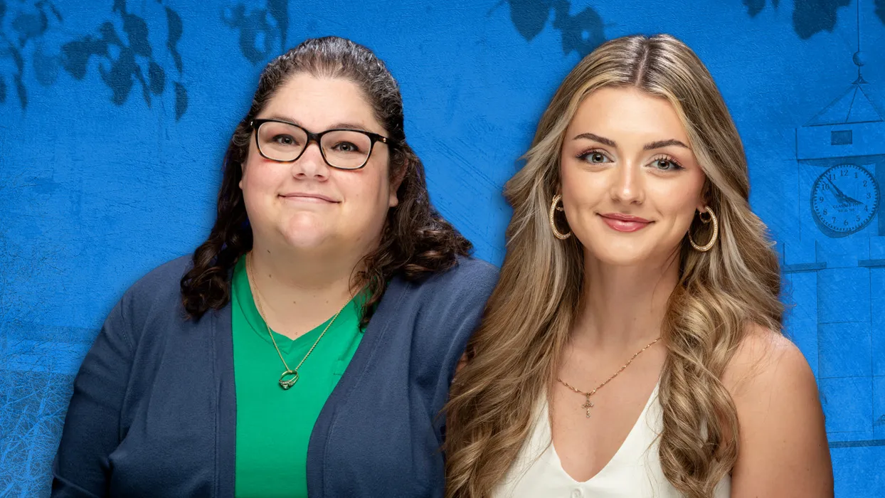 Jessica Mary Fanene, Outstanding Graduate Student (left), and Lauren Pitman, Outstanding Undergraduate Student