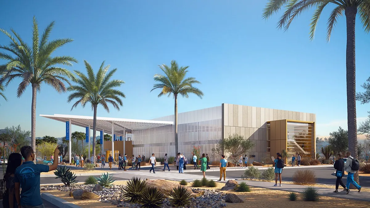 Rendering of Student Services Building at CSUSB Palm Desert Campus