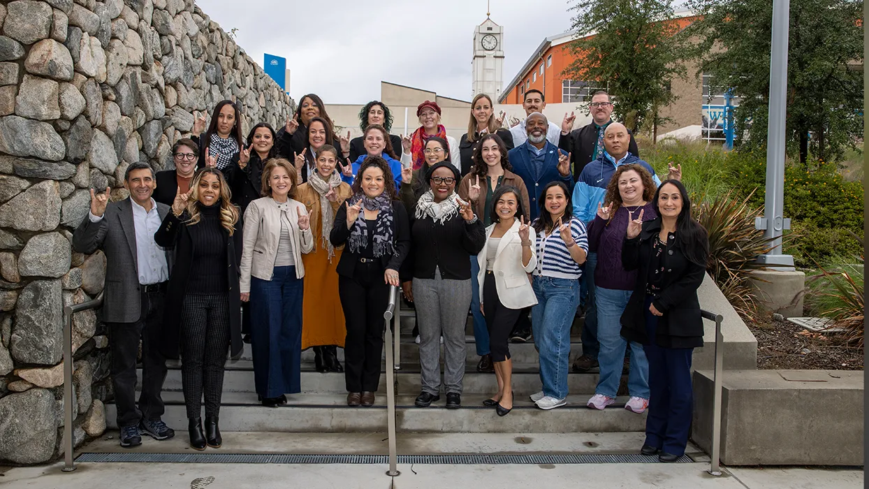 Participants in the CSUSB Leadership Academy pose as a group. 
