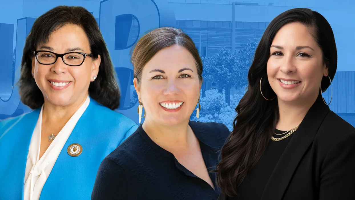 From left: Diana Z. Rodriguez (Distinguished Alumni Award), Miranda Lee (Emerging Leader Award) and Natalia Hale (Coyote Spirit Award) are among the eight who will be honored at the annual Alumni Hall of Fame event in the spring.