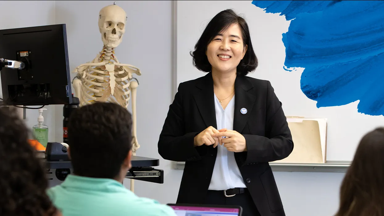CSUSB professor teaching in a classroom