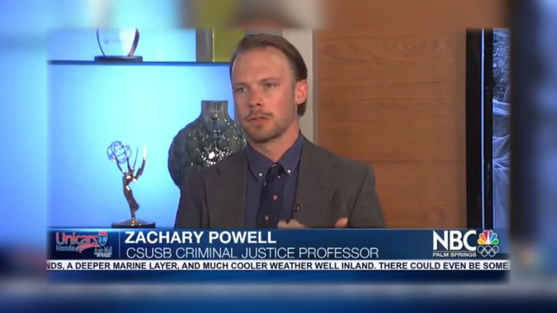 Zachary Powell screen capture from NBC Palm Springs 2020 newscast. 