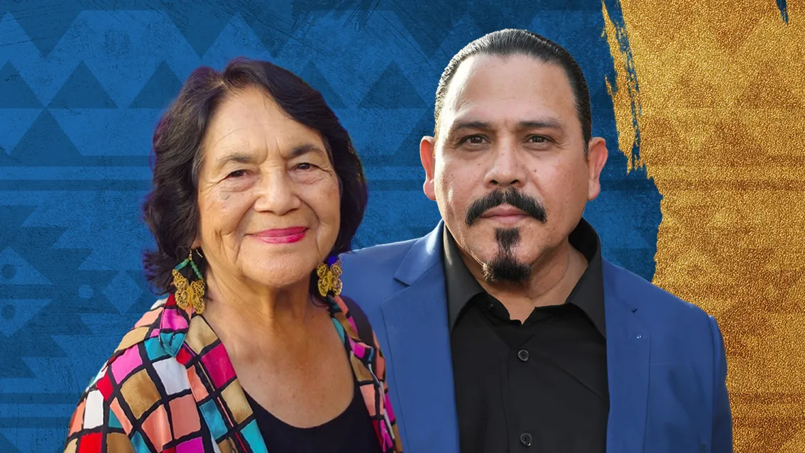 Dolores Huerta (left) is the madrina de honor/honorary chair, and Emilio Rivera is the padrino de honor/honorary chair for LEAD Summit XII, which takes place Sept. 29 at CSUSB.