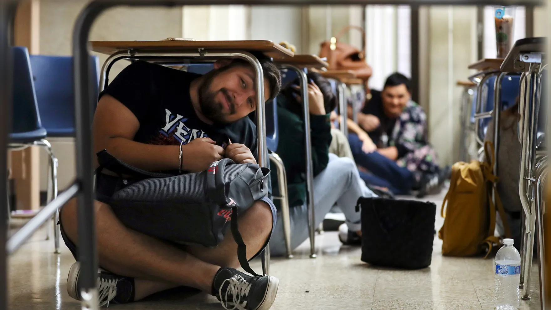 CSUSB students in a previous Great Shakeout earthquake drill.