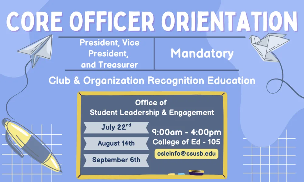 CORE Officer Orientation Training Flyer