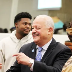 image of President Tomás D. Morales greeting guests