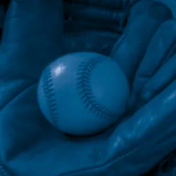 Illustration of an old baseball, glove and shoes.