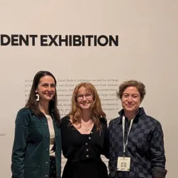 Master of Fine Arts student Keleigh McMullen (center) won Best in Show for her sculptural work in the highly competitive 2025 NCECA Juried Student Exhibition.