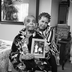 “Annette Overstreet & Myrna Overstreet Spear, 2024,” From the report, "Remembering the Valley Truck Farms," photo by Tamara Cedré, courtesy of A People's History of the I.E. 