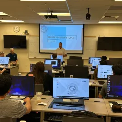 Local high school students participate in the inaugural CyberPatriot Cyber Camp at the CSUSB Palm Desert Campus.