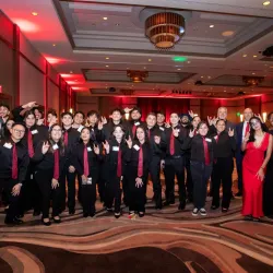 Students and faculty at the Monte Carlo masquerade ball