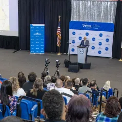 The university community assembled for the 2025 Convocation in Coussoulis Arena