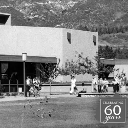 Students make their way past what was then known as the Creative Arts Building in the 1970s.