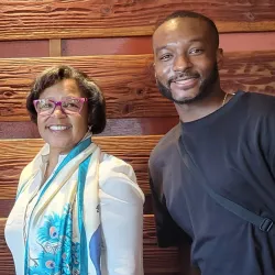 CSUSB MSEI alumna Jacqueline Gilyard Jones (left) and MSEI student Raymond Moorehead Jr.