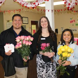 Cal State San Bernardino’s Office of Community Engaged Learning and Yotie Eats collaborated with Wish of a Lifetime to personally deliver roses and handmade cards to residents at Valley Healthcare Center in San Bernardino on Feb. 14, bringing smiles and meaningful connections to local seniors.