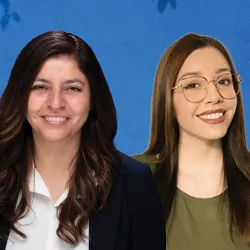 The College of Social and Behavioral Sciences Outstanding Undergraduate Student, Lidia Albarran (left), and the Outstanding Graduate Student, Carmen Uribe.