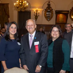 From left, Sastry Pantula, dean of the College of Natural Sciences; Christina Hassija, dean, College of Social and Behavioral Sciences; CSUSB President Tomás D. Morales; Marisa Yeager, associate vice president, government and community relations; and Bryan Haddock, chief of staff and associate vice president.