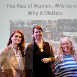 From left: Meredith Conroy (political science), Tiffany Jones (chair of the history department) and Kathy Nadeau (anthropology)