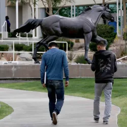 Students are walking in the campus