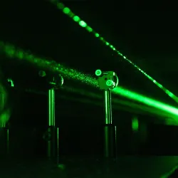 A laser experiment in a CSUSB physics lab. The university is hosting 38 students from Riverside City College for a Summer Research Experience, a program coordinated by the CSUSB Office of Student Research.