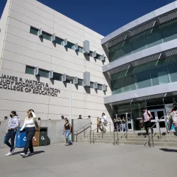 The new signage at CSUSB’s James R. Watson and Judy Rodriguez Watson College of Education.