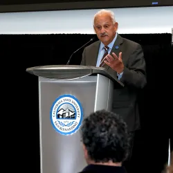 CSUSB President Tomás D. Morales speaks at the kickoff to the 2022-2028 Strategic Plan discussions