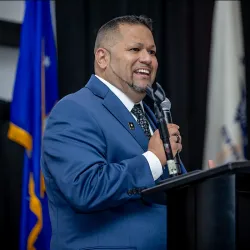 Ralph Figueroa hosting the spring Veterans Graduation Celebration