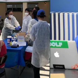 The CSUSB Palm Desert Campus Street Medicine program (left) and laptop computers to support remote learning will benefit from a Verizon Foundation grant.