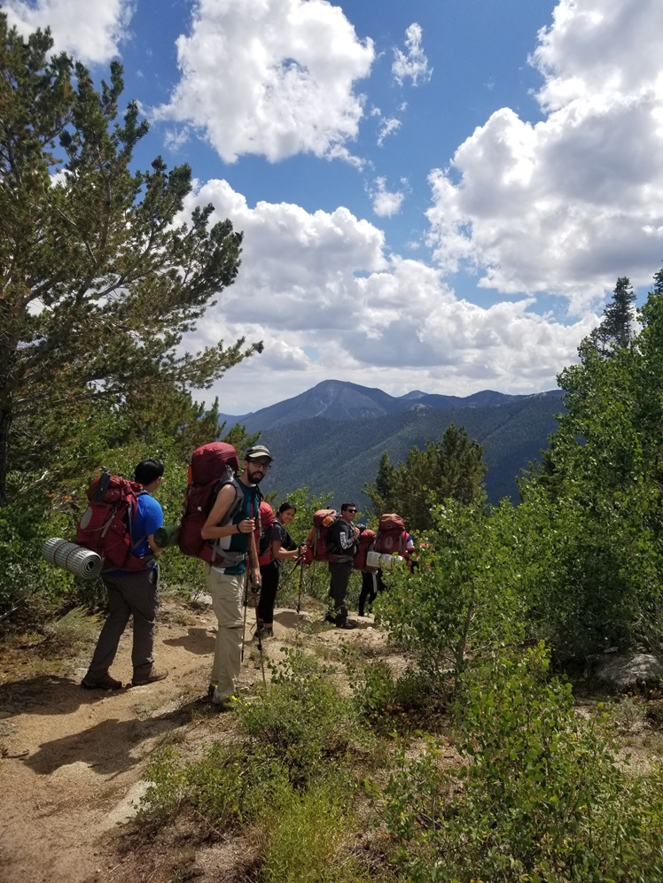 Hikers on a mountain trail