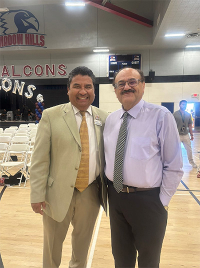 Khalil Dajani (right), director of the School of Computer Science and Engineering, and Raul Maldonado, superintendent of the Palmdale School District