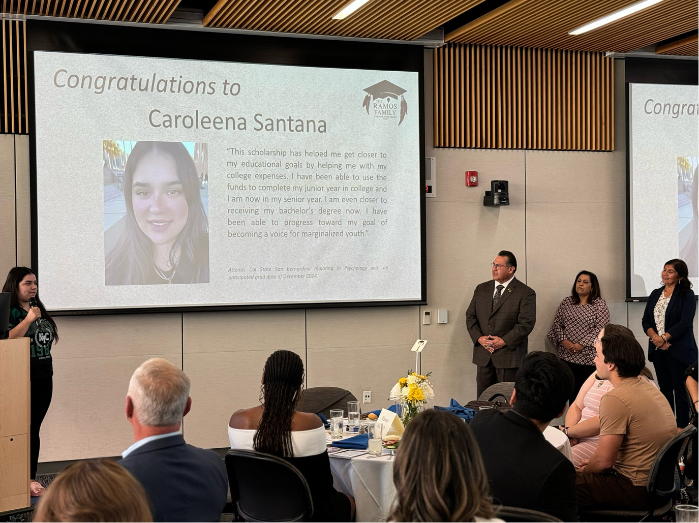 At far left, CSUSB student Caroleena Santana