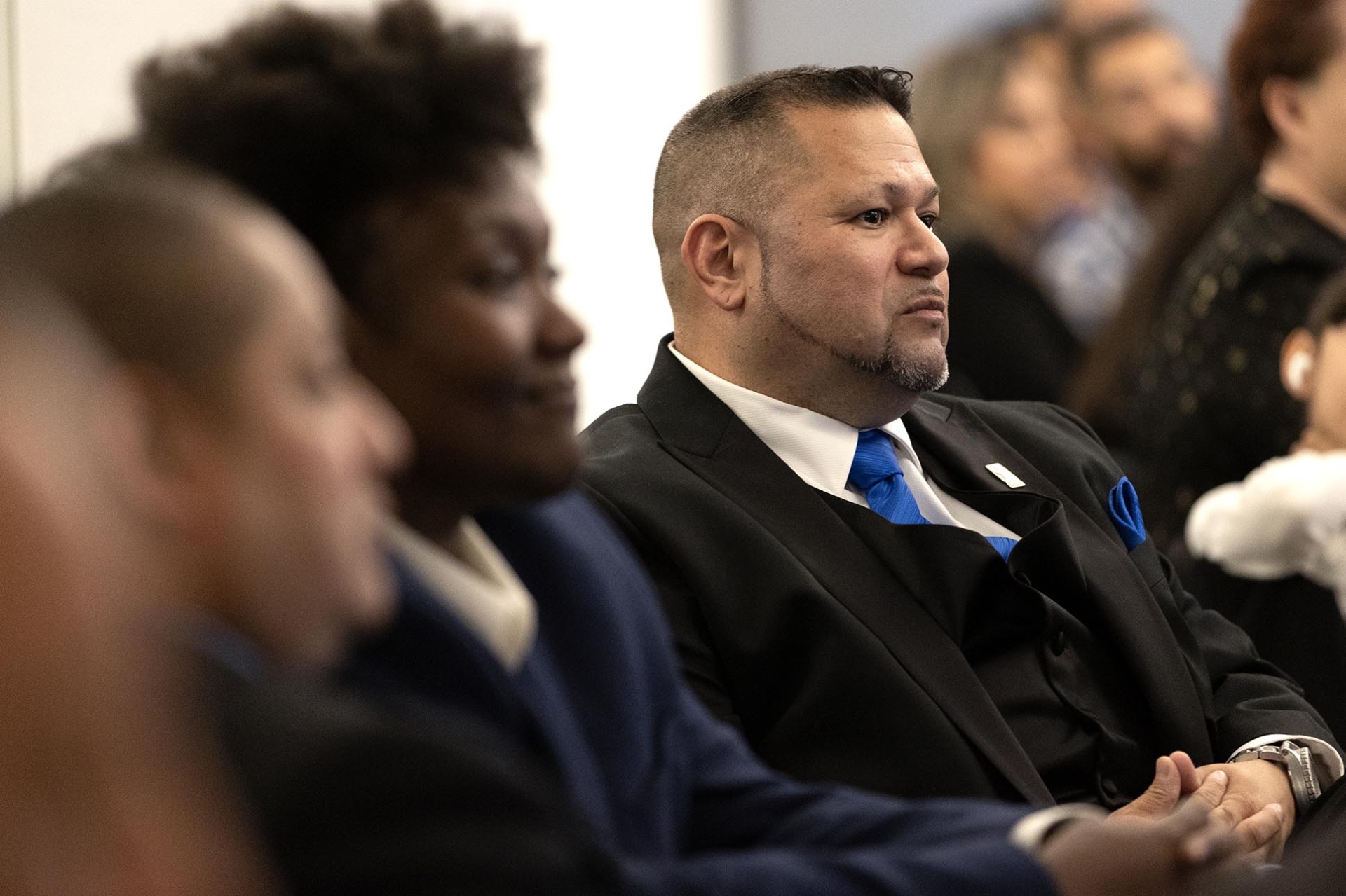 Ralph Figueroa looks on during a Veterans Graduation Stole Ceremony at CSUSB in April 2024.